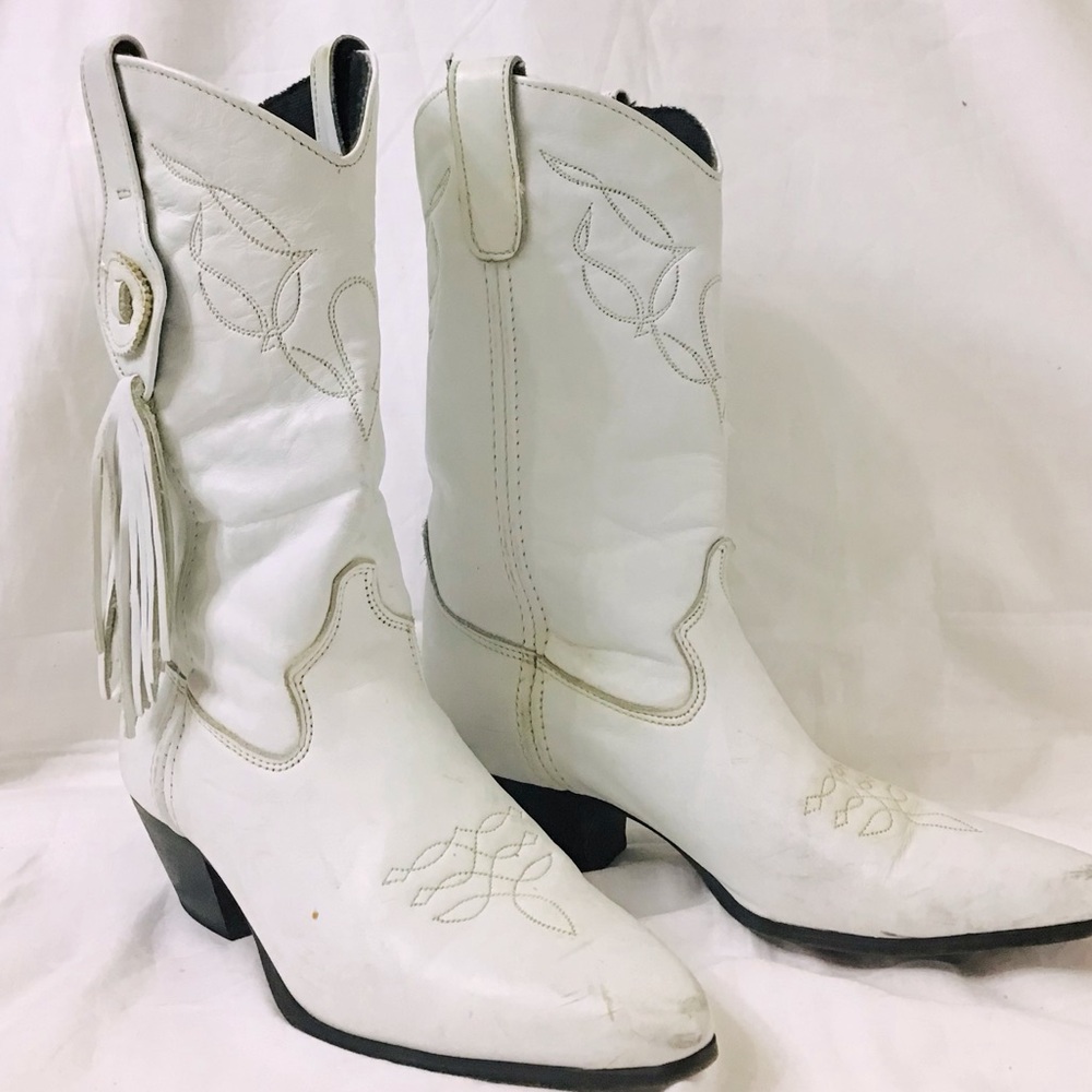 White Leather Cowboy Boots
